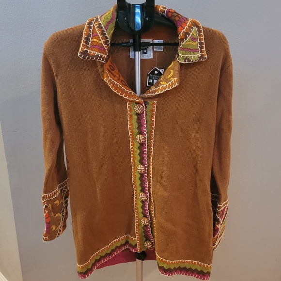 NWT Kitschy Brown Embroidered Sweater - Picture 1 of 11